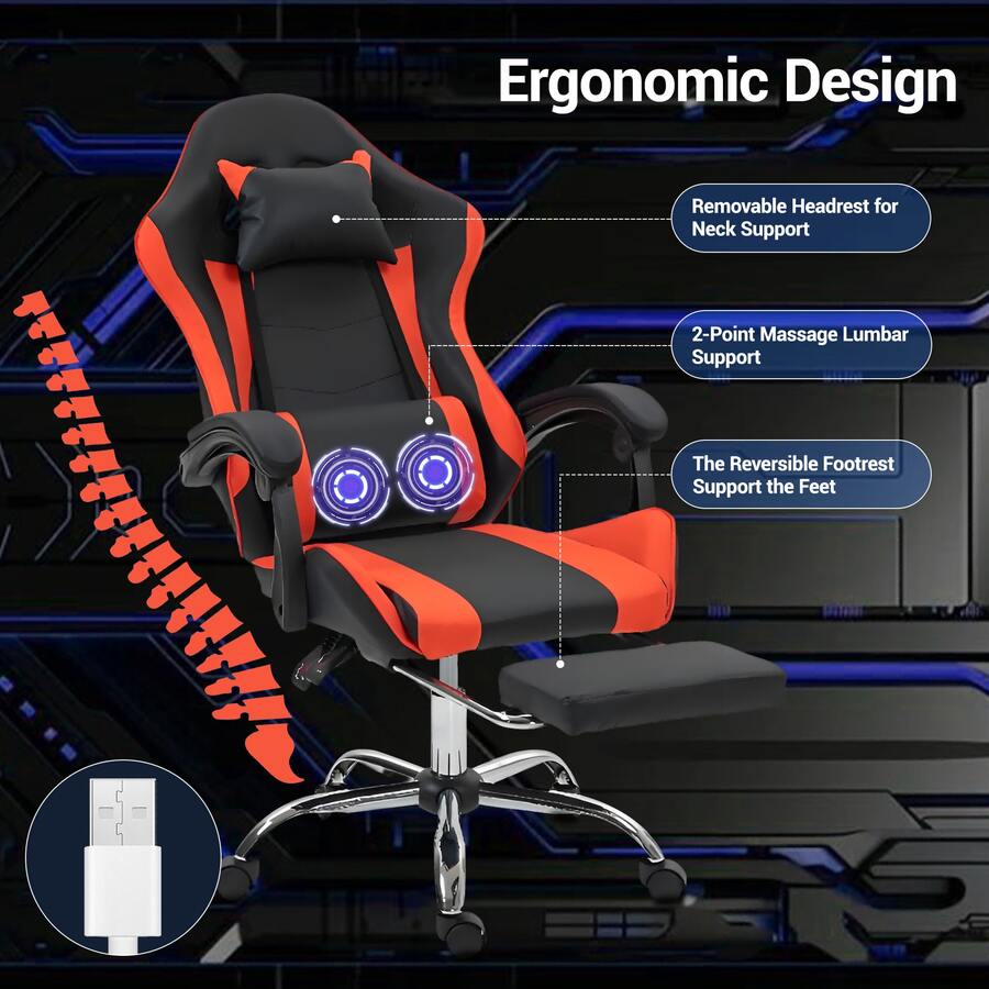 Gaming Chair With Massage Lumb - Video Gaming & Esports Usd Acc ulasan dan harga